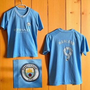 👛 2/$40 HAALAND Manchester City Home Light Blue Polyester Jersey